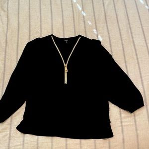 Black Blouse with Gold Zipper